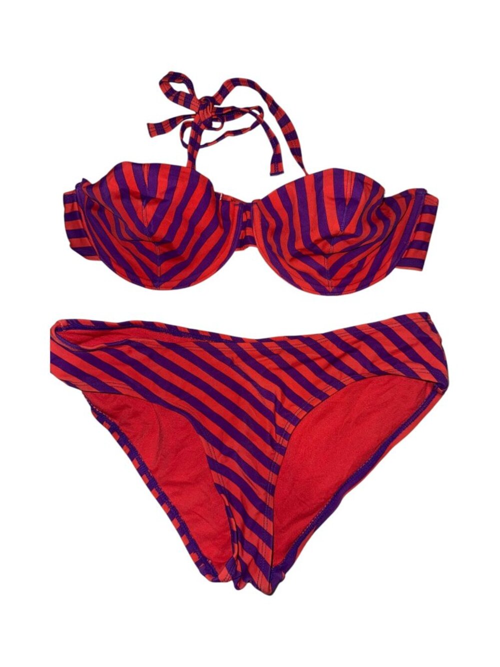 Striped Bikini Set Size 36 Red Purple